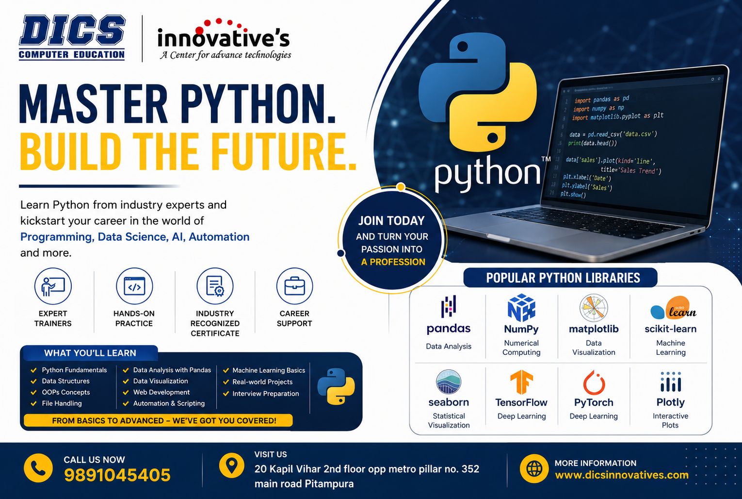 Join the Best Python Course in Pitampura at DICS Innovatives